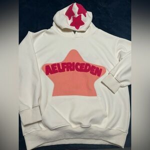 Aelfric Eden Cream Hoodie with Pink & Coral Star Graphic